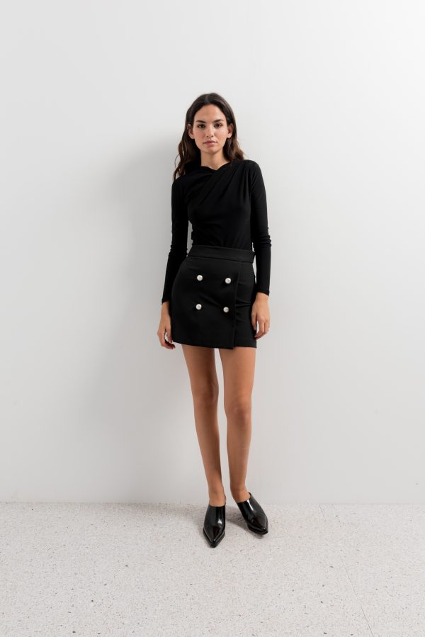 FALDA MINI BOTONES PERLA - Imagen 2