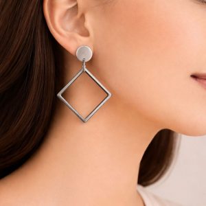 Pendientes Geométricos Plata Luna