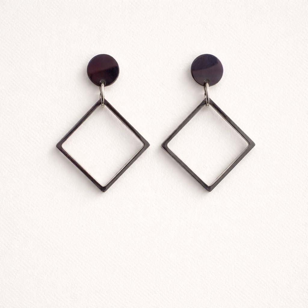 Pendientes Geométricos Plata Luna - Imagen 2