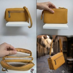 Bolso Sobre Mostaza Triple Compartimento